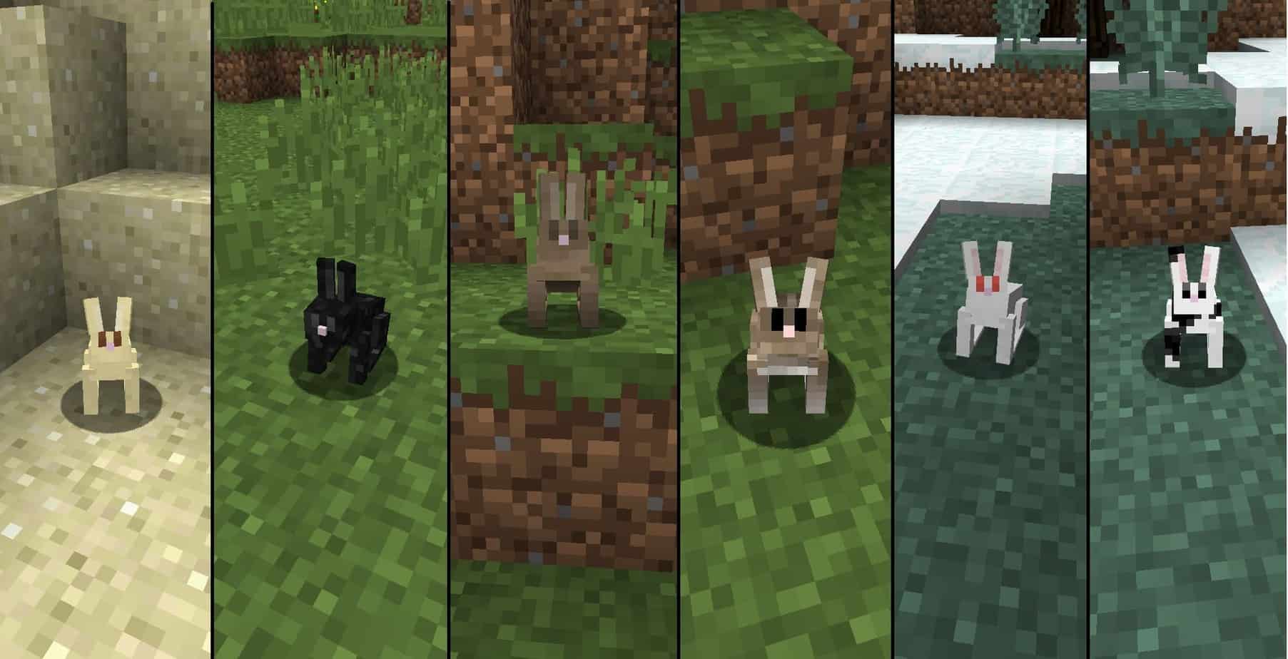 Спавн кроликов в разных областях Майнкрафт
